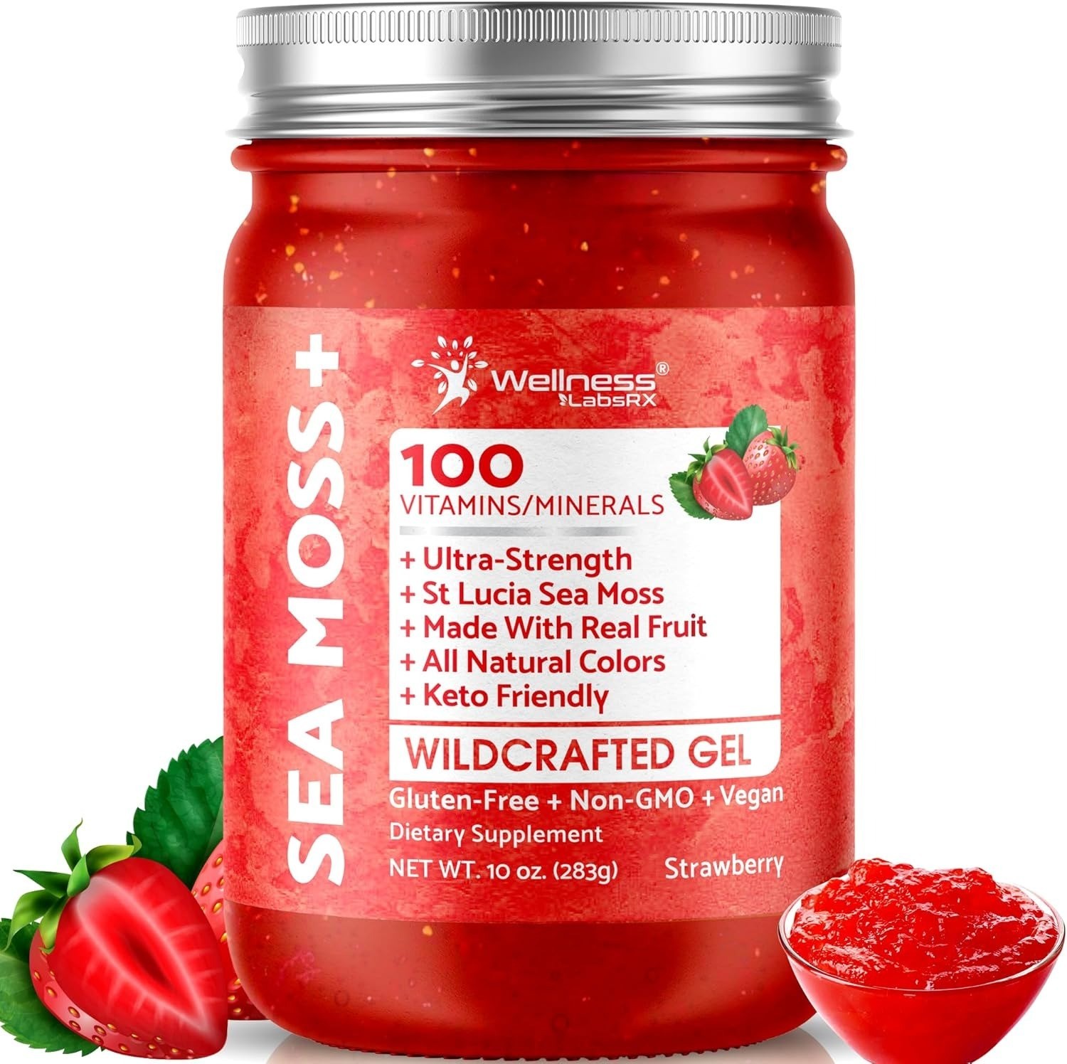 Irish Sea Moss Gel Raw | Wildcrafted Superfood | Strawberry Flavor