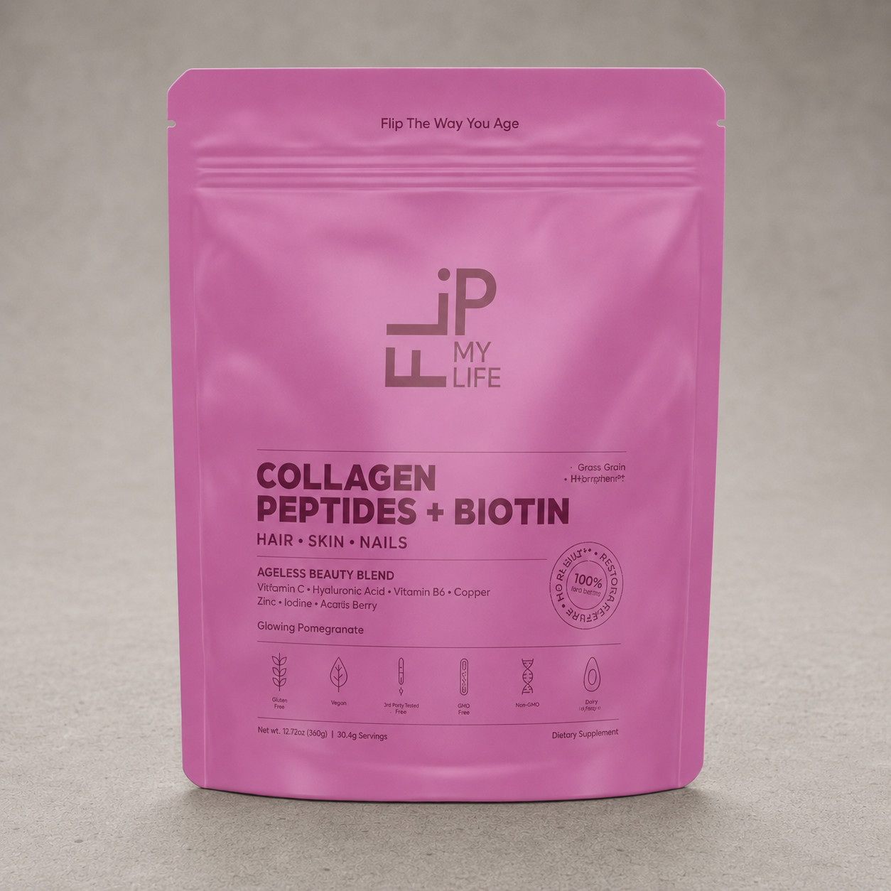 Collagen Peptides Powder Grass Fed Biotin Hyaluronic Acid Hair Skin Nails Women
