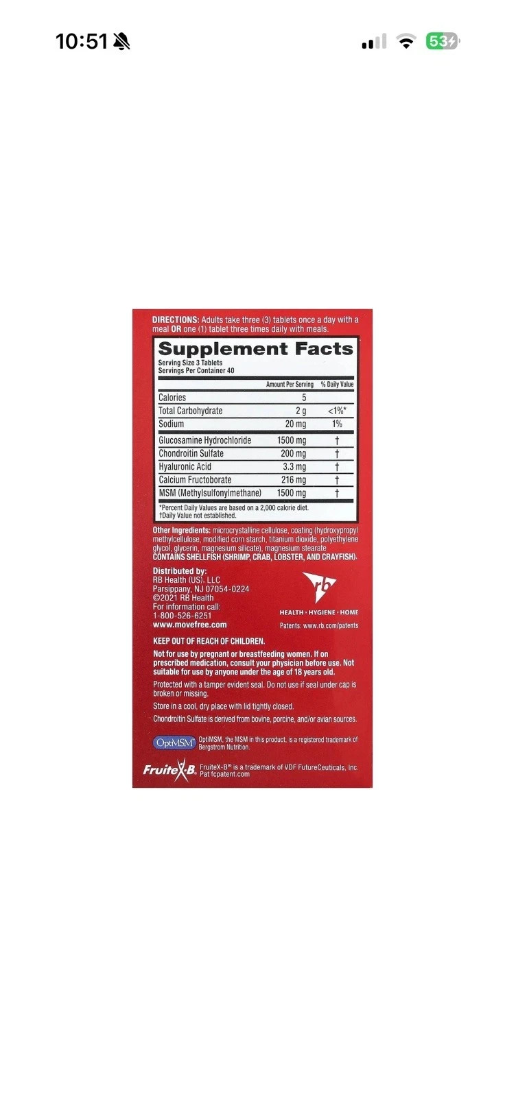 Move Free Advanced MSM Extra Cartilage Support 360ct – Exp 03/2028