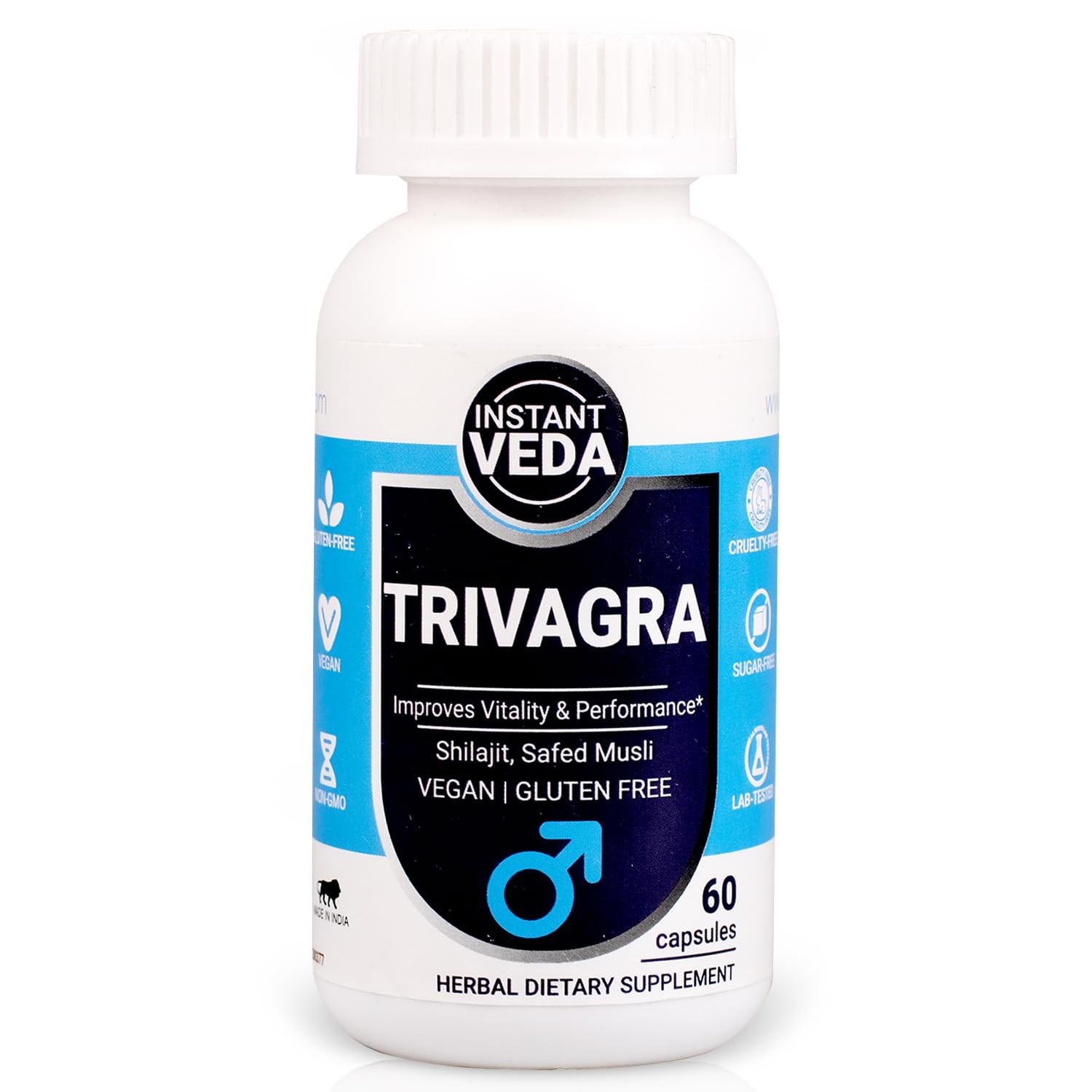 Men Strength Energy Herbal Supplement Instant Veda Trivagra 60 Caps 70g 2.47 oz