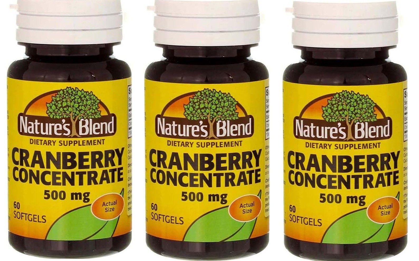 3 Pack Nature’s Blend Cranberry Concentrate Soft Gels, 500 mg, 60 Ct