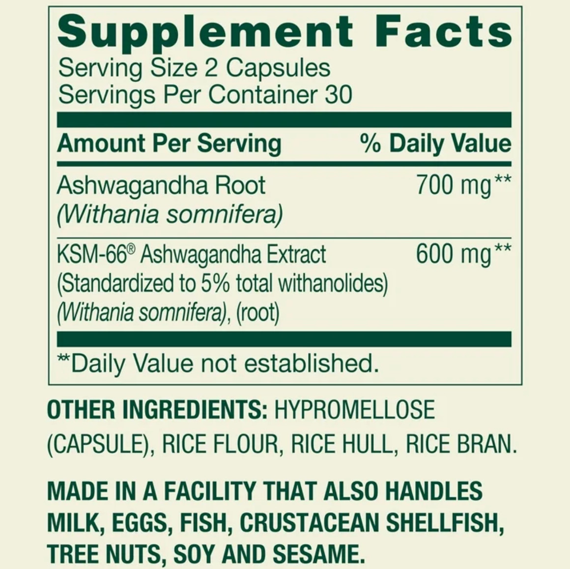 3 Pack Ashwagandha 1300 mg KSM-66 Spring Valley 180 Veg Caps