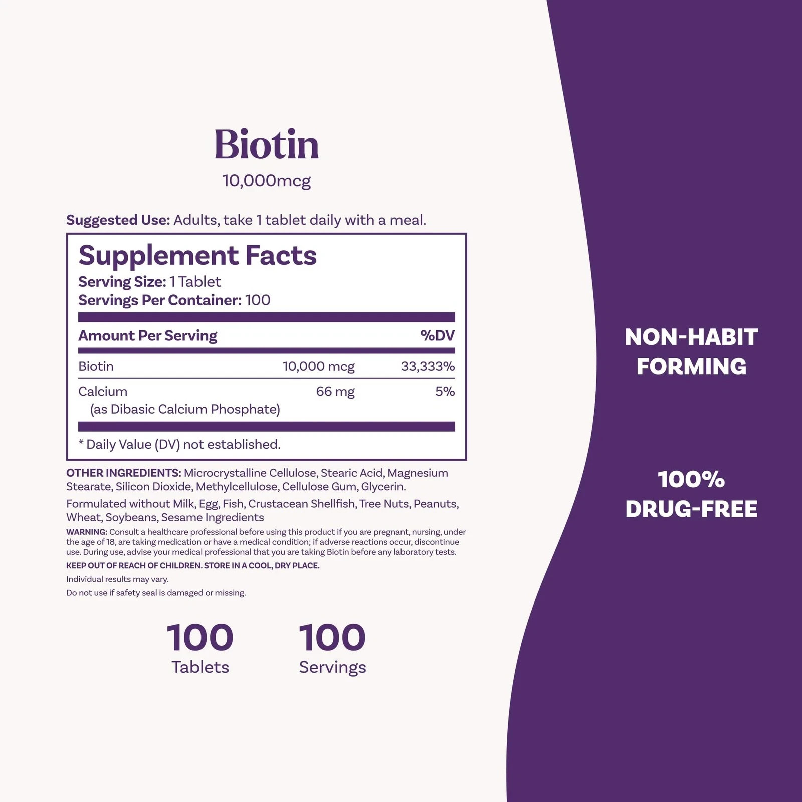 Natrol Beauty Biotin 10,000mcg Vitamins for Beauty, 100 Tablets, 100 Day Sup…