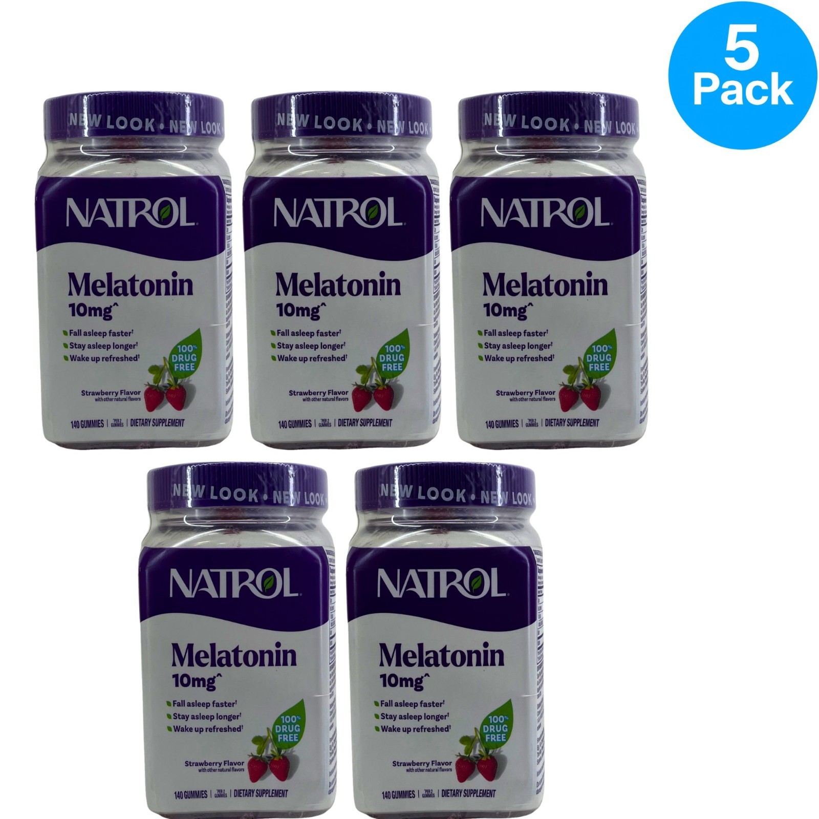 Natrol Melatonin 10mg Sleep Aid Gummies Strawberry Flavor 140ct 5 Pack New 11/26