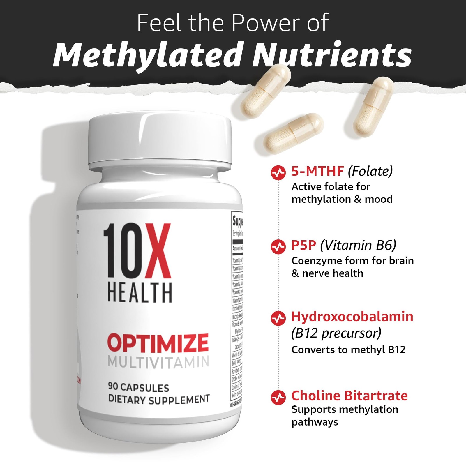 10X Health Methylated Multivitamin – 90 Capsules 90 Count (Pack of 1)