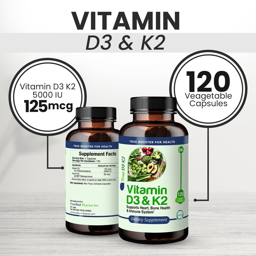 Vitamin D3 & K2 Supplement Supports Heart Health, Bone Health & Immune System &