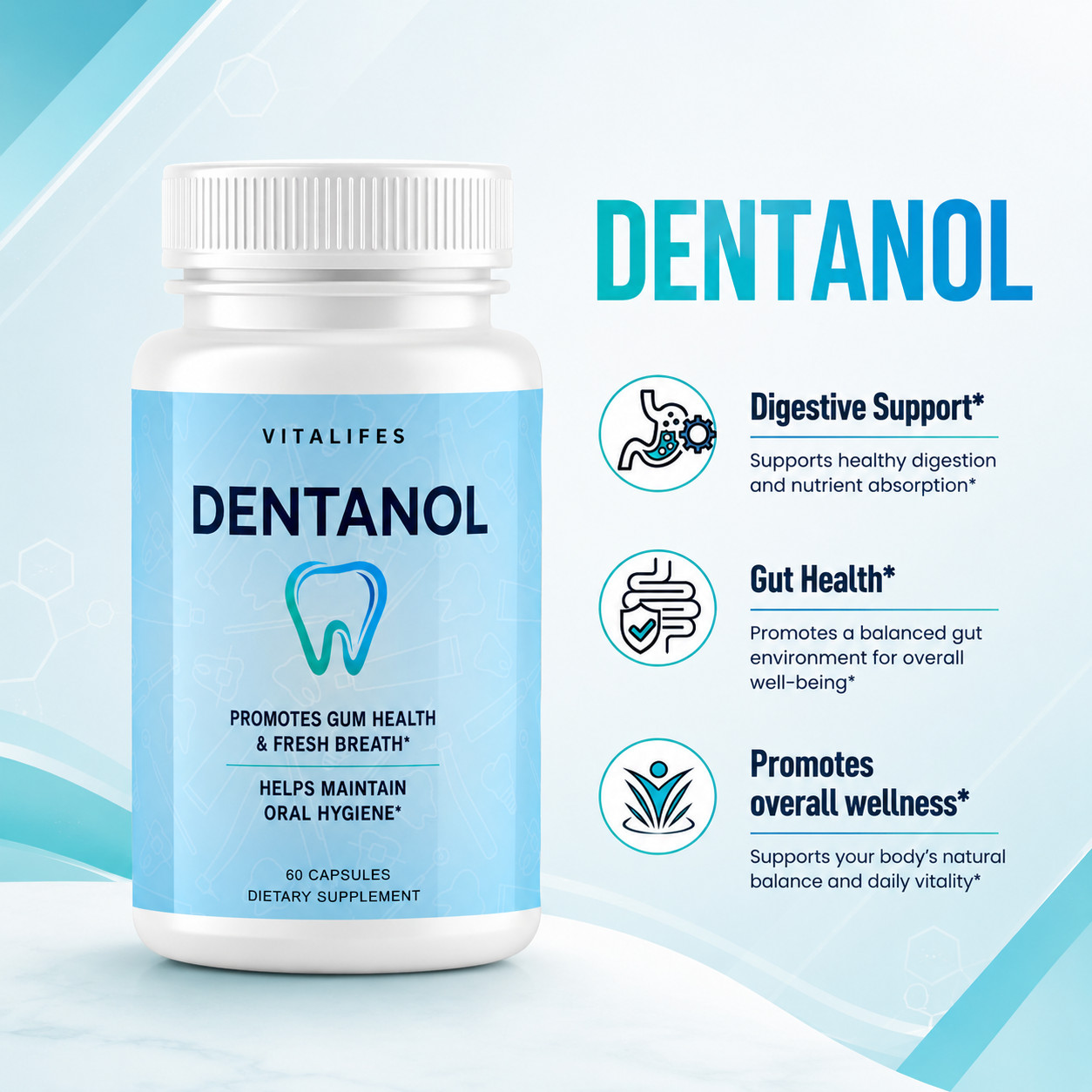 (5 Pack) Dentanol Oral Probiotic Support for Healthy Teeth & Gums 300 Capsules