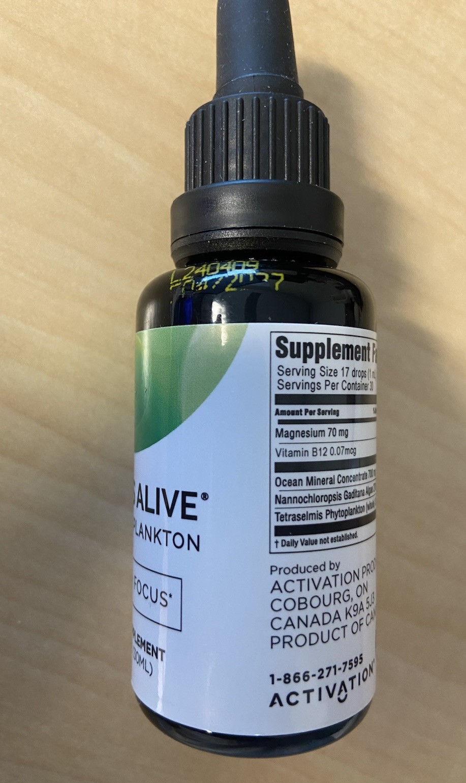 OCEANS ALIVE – Activation Products -Raw Phytoplankton Energy Focus Drops 1 Fl Oz