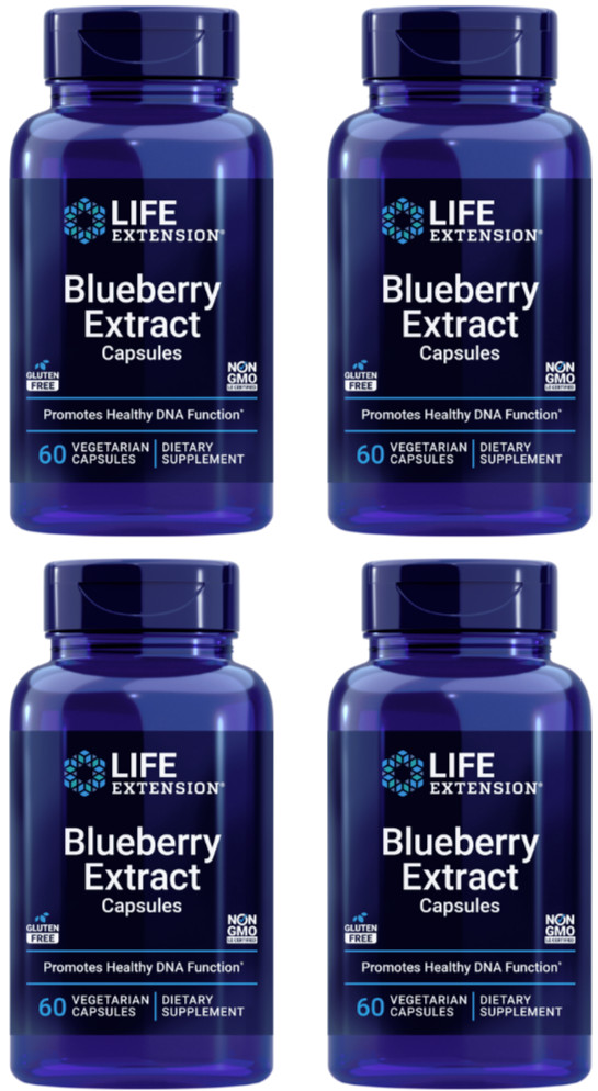 4 PACK Life Extension Blueberry Extract for Healthy DNA Function 60 Veg Capsules