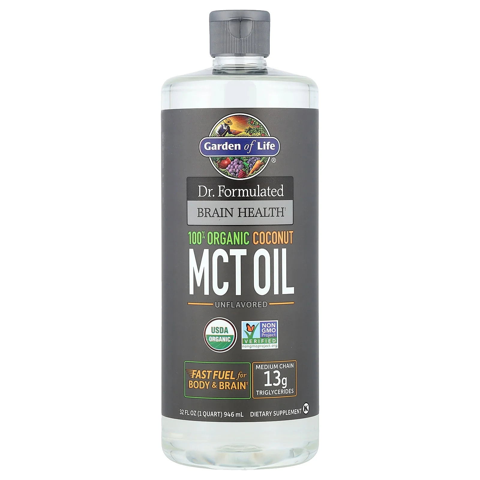 2 X Garden of Life, Dr. Formulated Brain Health, 100% Organic Coconut MCT Oil,