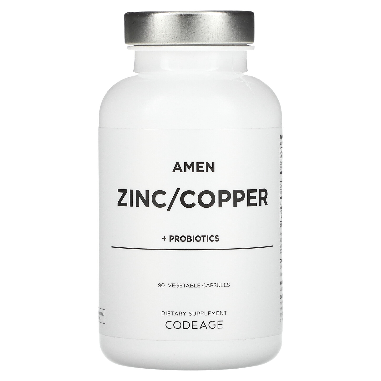Amen, Zinc/Copper + Probiotics, 90 Vegetable Capsules