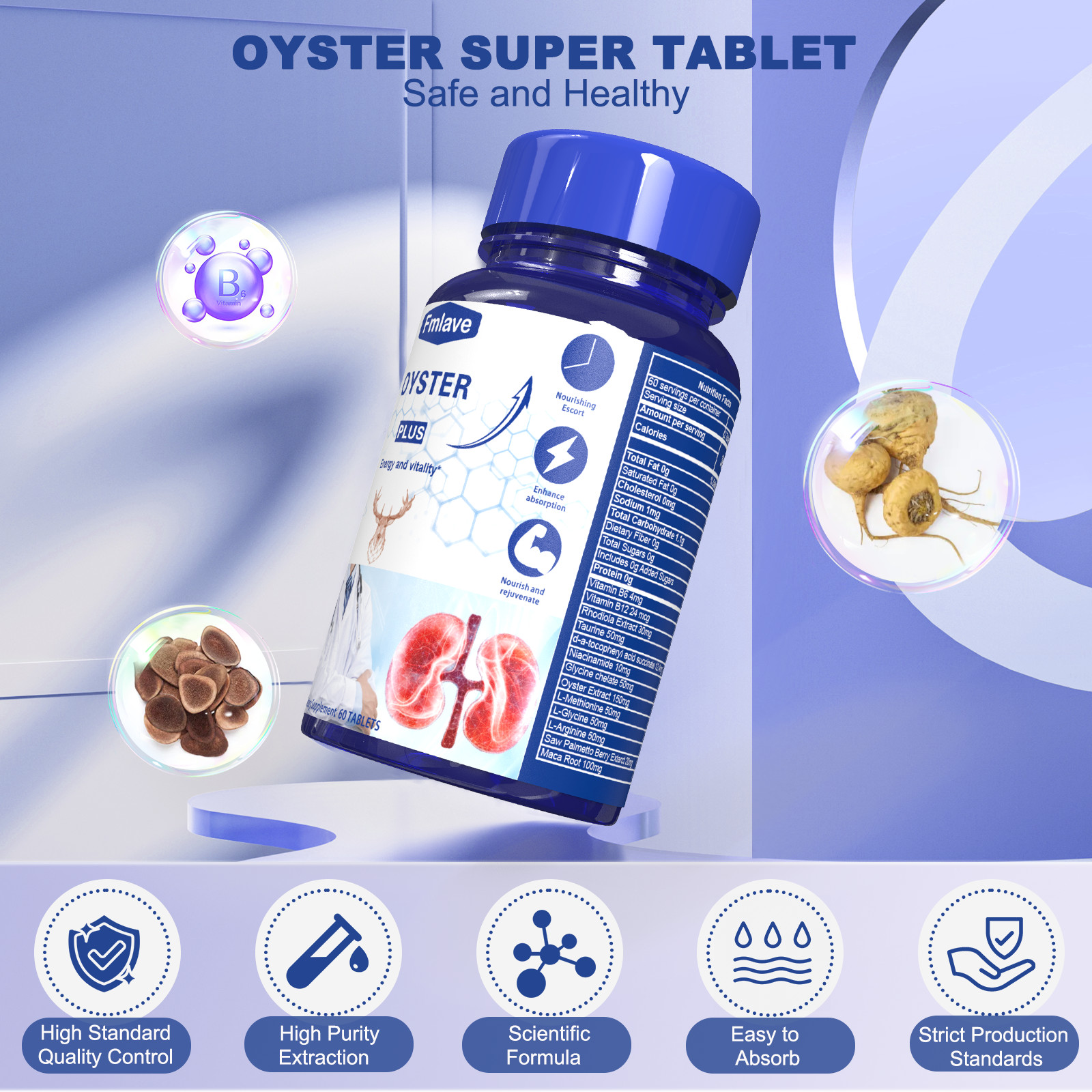 Men’s Vitality Supplement 60 Tablets Oyster Extract Mens Energy & Immune Support
