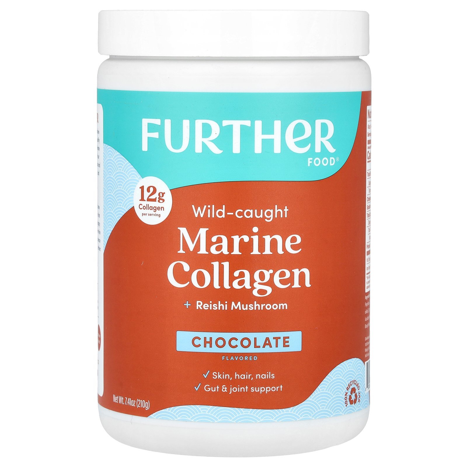 Wild- Caught Marine Collagen + Reishi Mushroom, Chocolate, 7.41 oz (210 g)