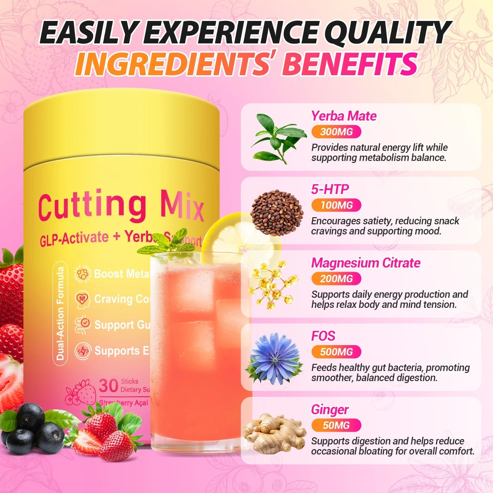 2 Pack LeeFar Cutting Drink Mix，Craving Control & Gut Health, 30 Sticks/Can