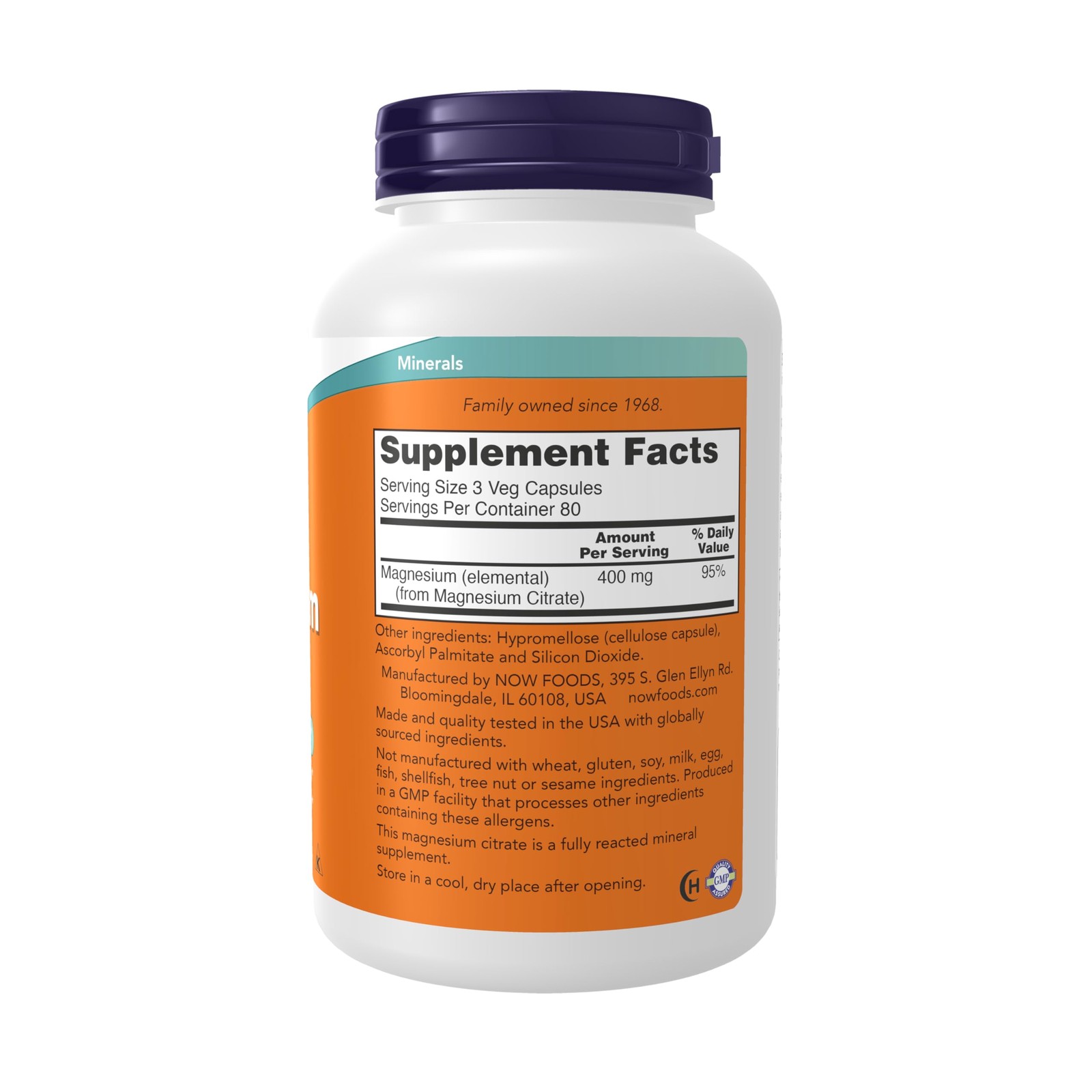 NOW Foods Supplements, Magnesium Citrate, 240 Count (Pack of 1), Off White