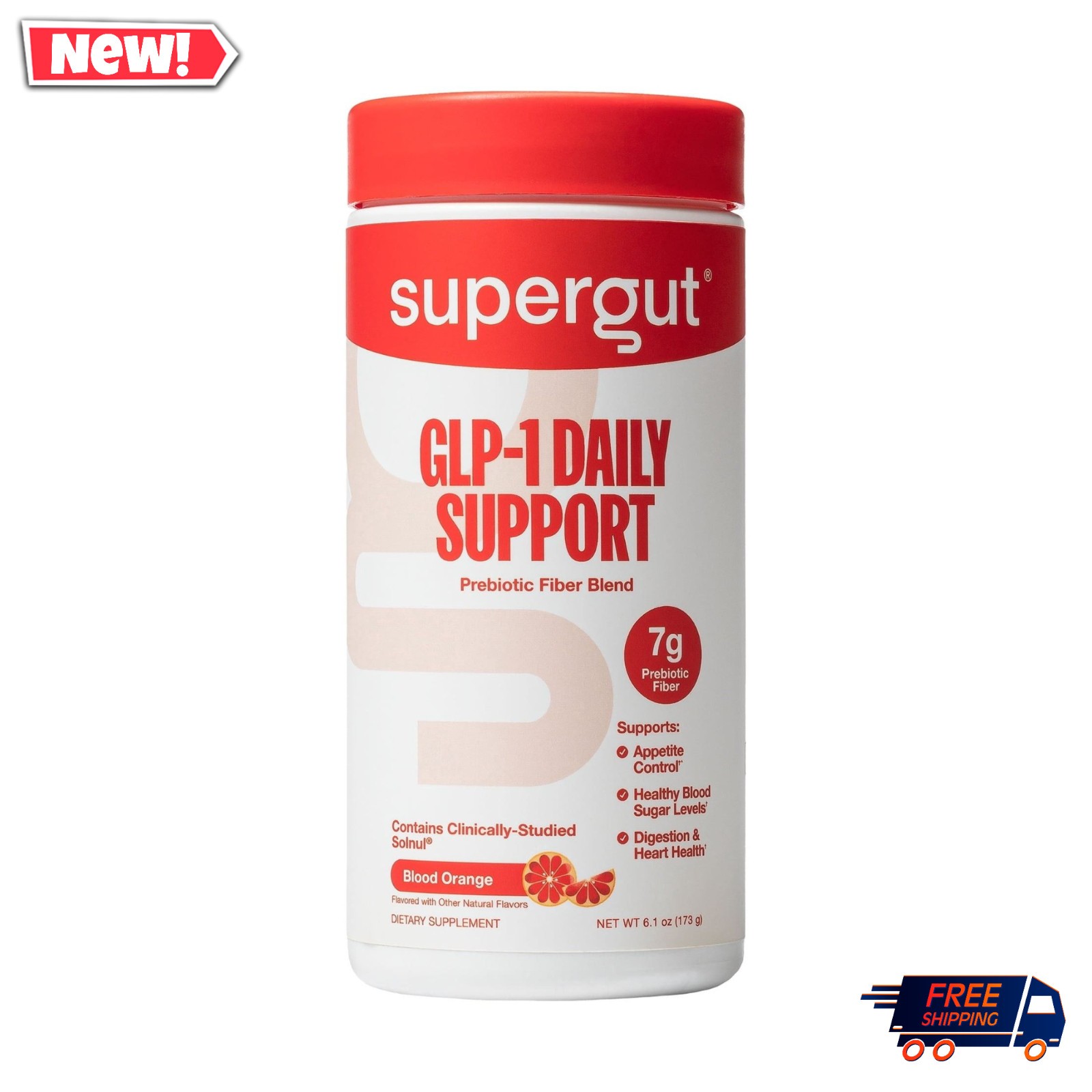 Supergut Daily Prebiotic Fiber Blend Blood Orange 18 Servings Free Shipping