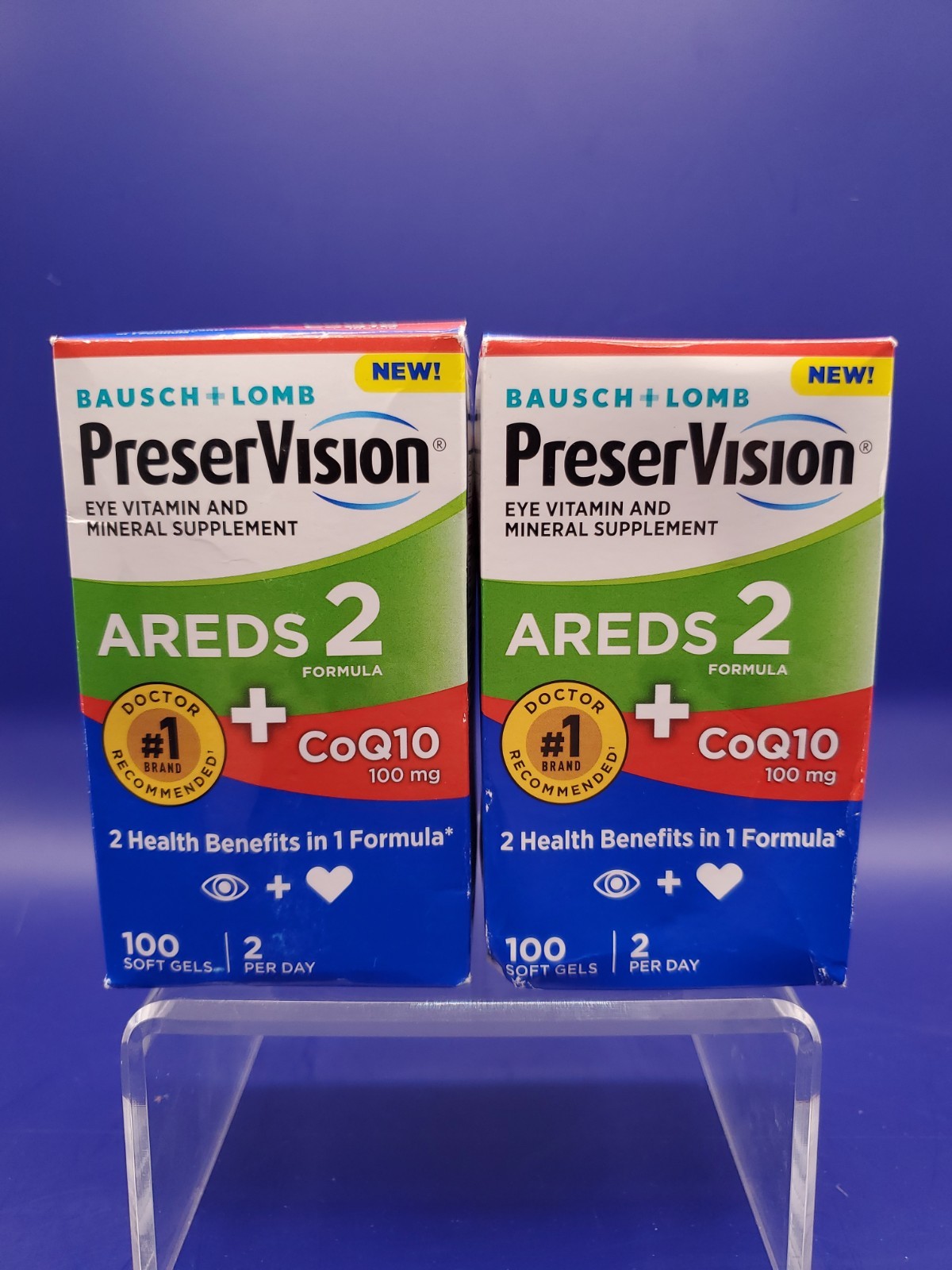 2 Pack Bausch Lomb PreserVision AREDS 2 CoQ10 Eye Vitamin 100CT Each Exp 06/26