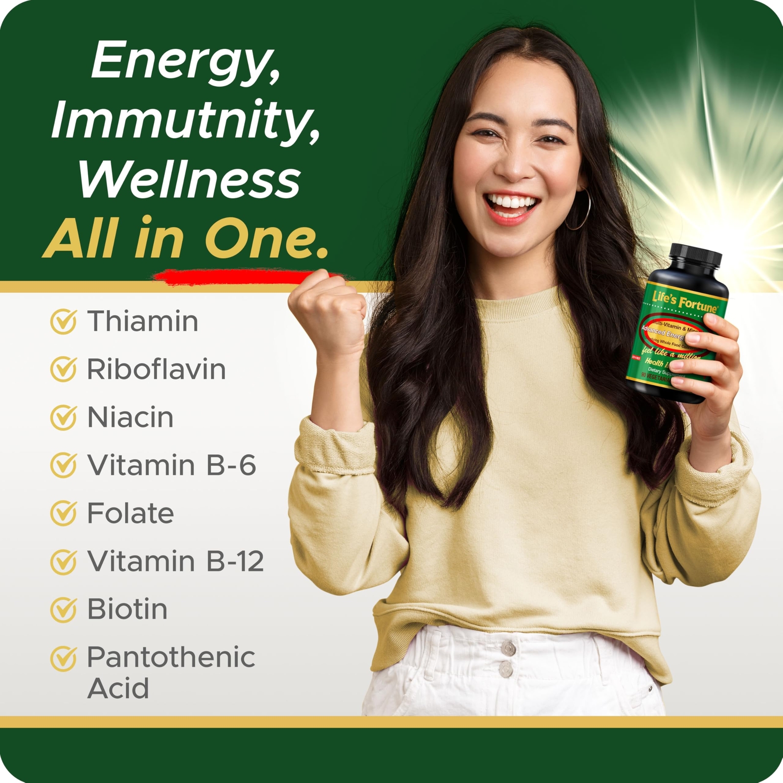 Life’s Fortune Multivitamin All Natural Energy Source Supplying Whole Food Co…