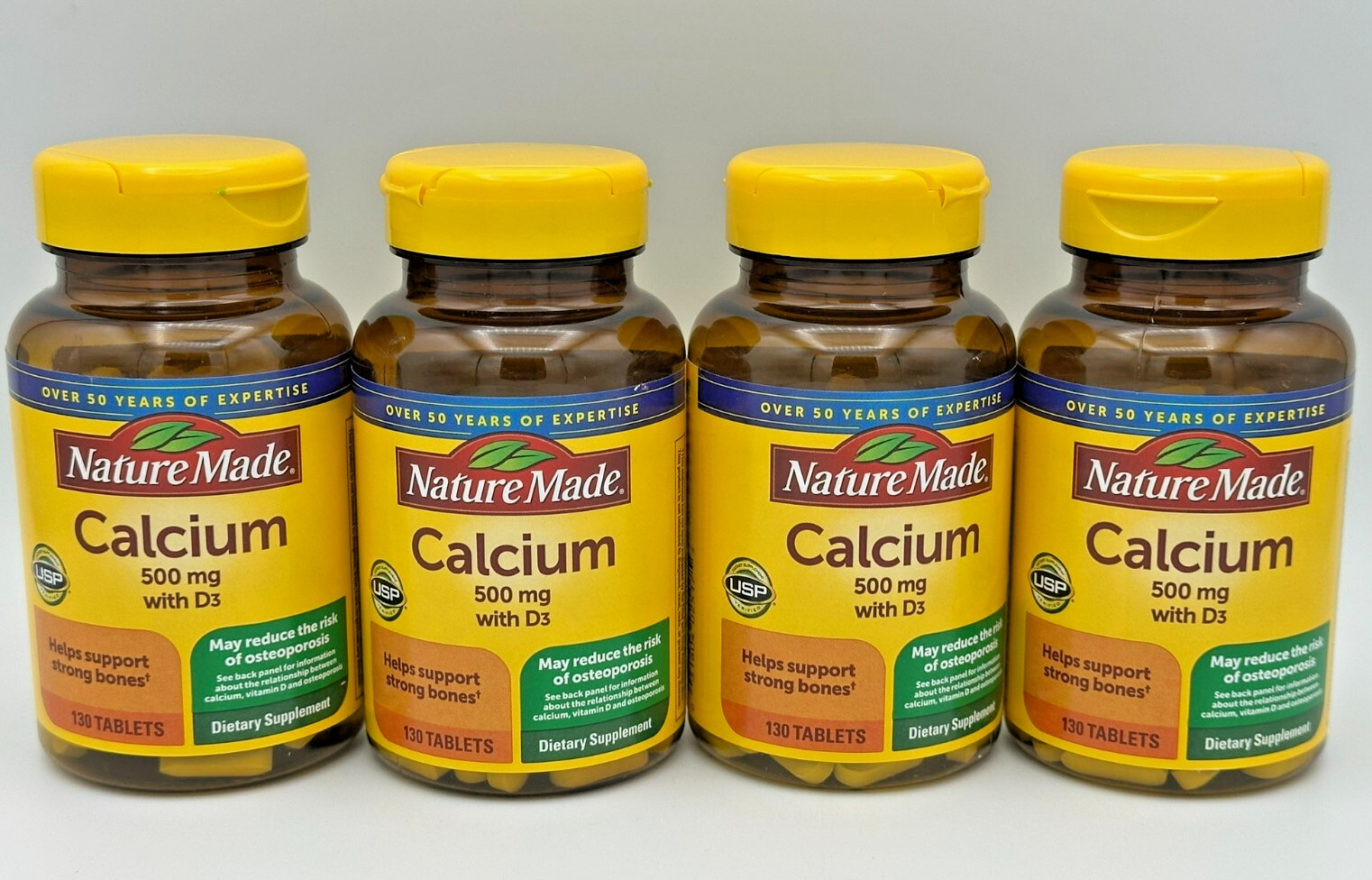 Nature Made Calcium with Vitamin D3 500 mg 130 Tabs – Pack of 4! Exp Sept/2026