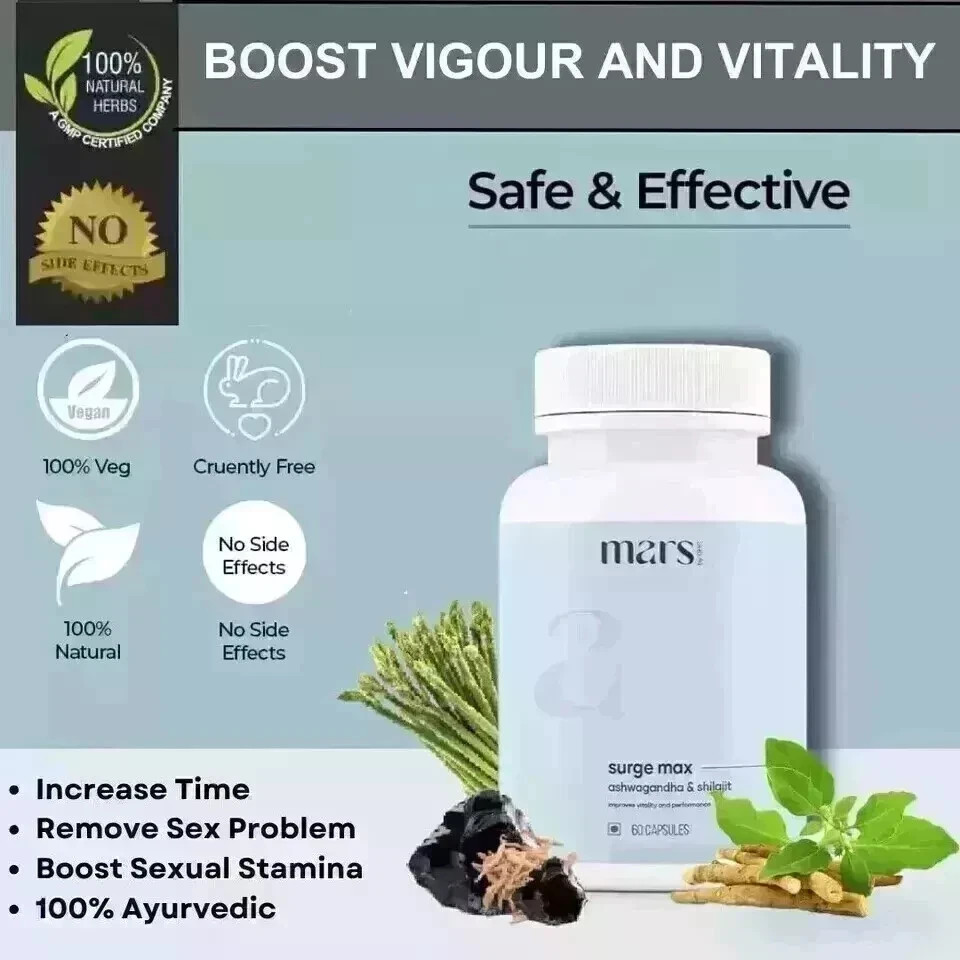 Mars by GHC Surge Max Contains Shilajit, Ashwagandha, Gokshura Safed Musli 60Cap