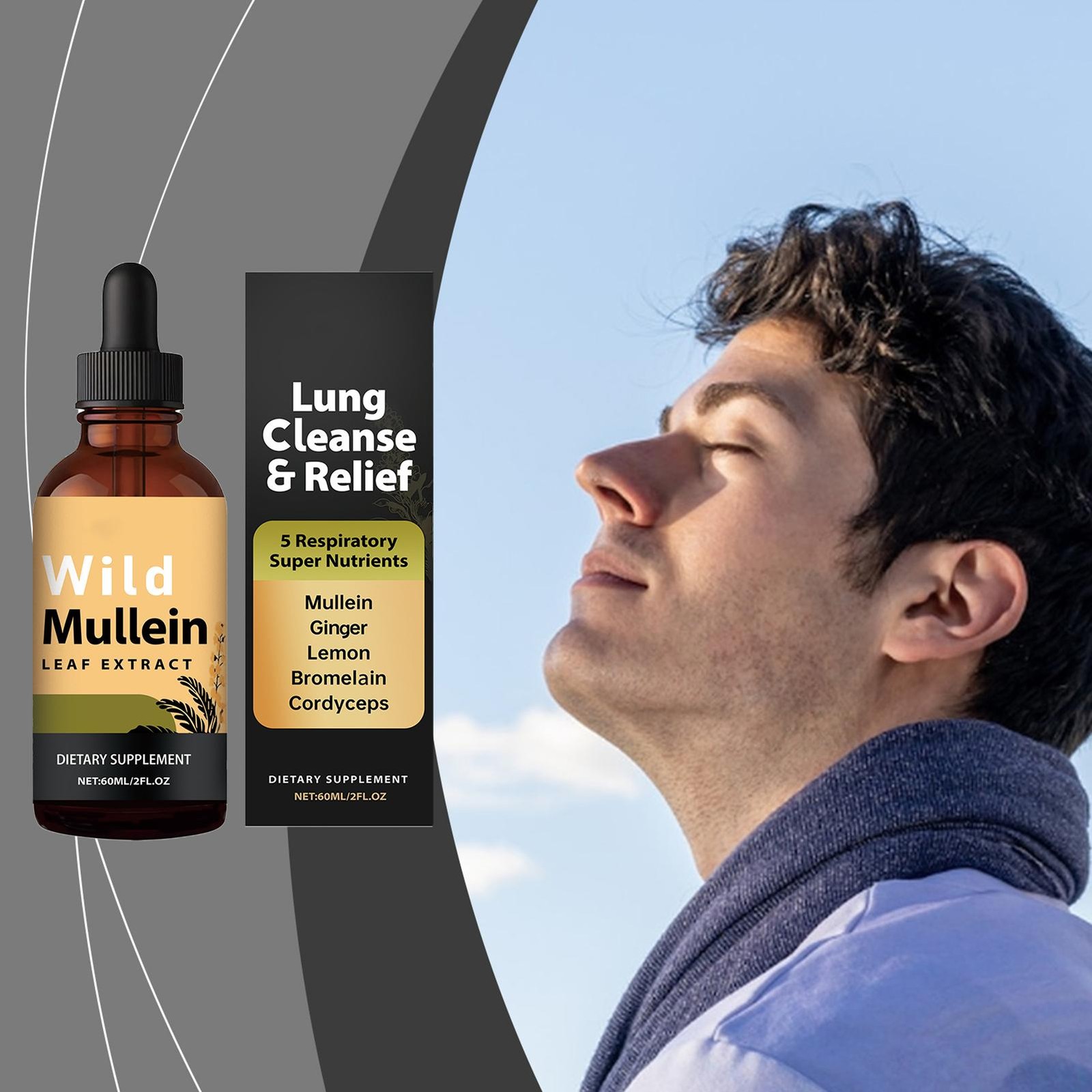 Lung Supplement Health RespiClear Wild Mullein Drops Respiratory Support Product
