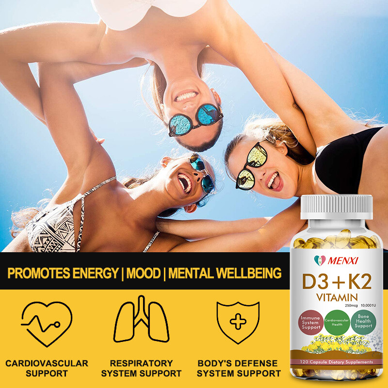 Vitamin D3 with K2 D3 10000IU and K2 250mcg High Strength 3* 120 Vegan Capsules