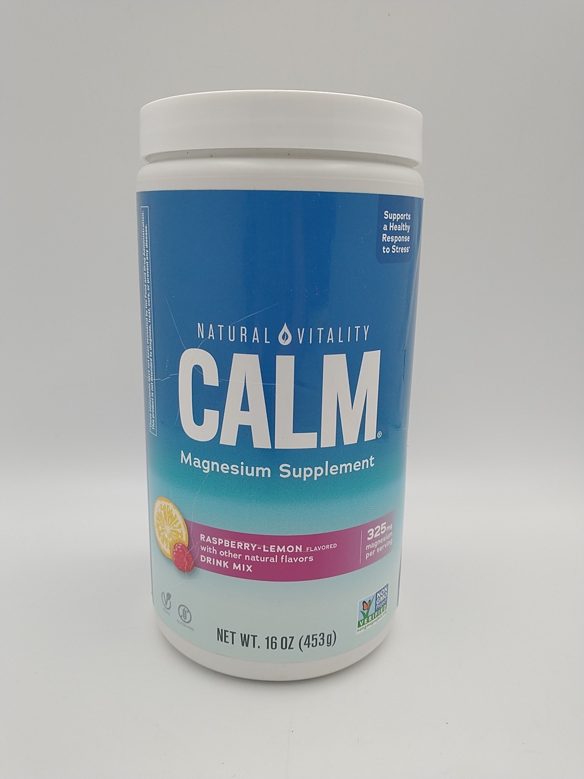 CALM Magnesium Powder 16 oz. Raspberry Lemon Flavor Natural Vitality
