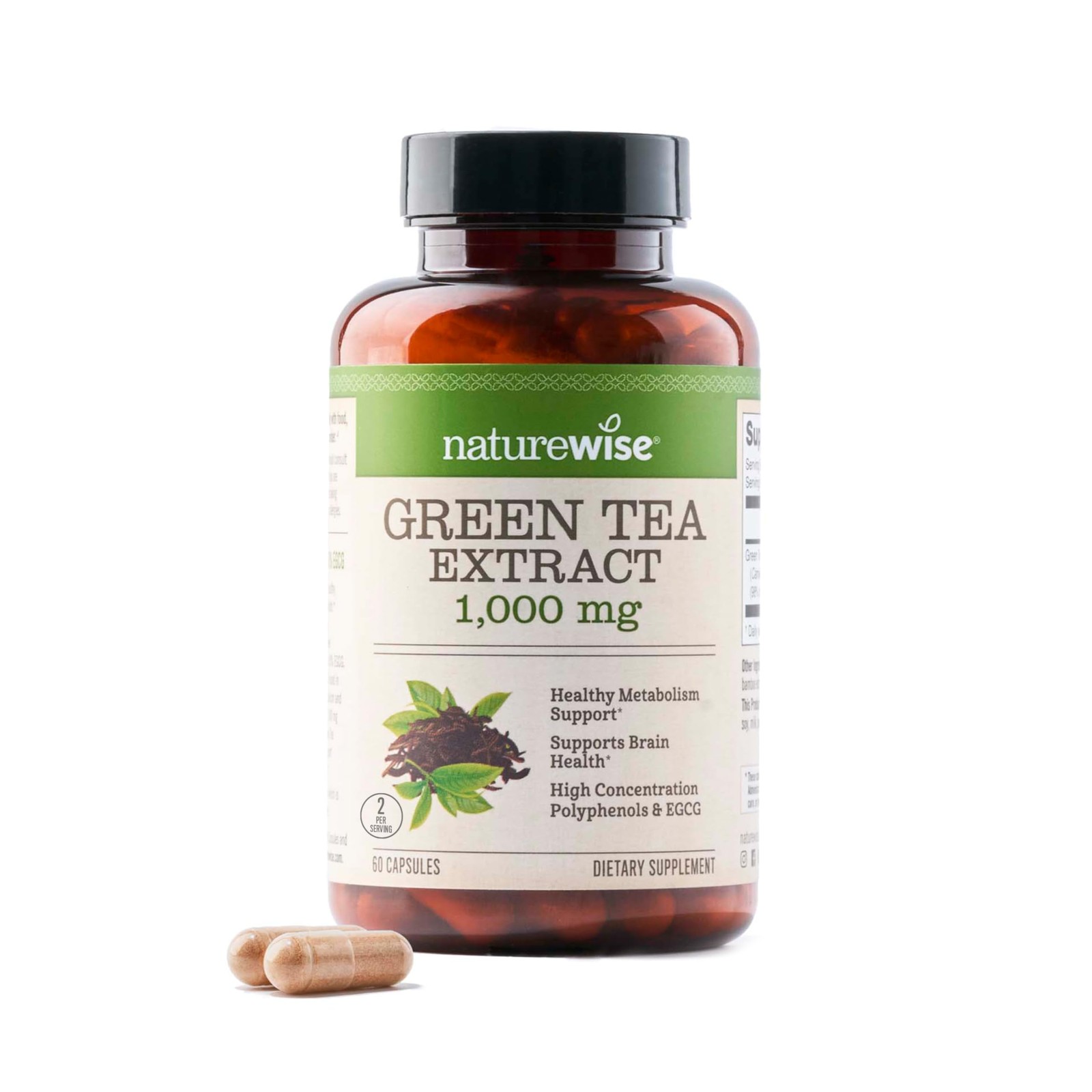 NatureWise Green Tea Extract Capsules 1000 mg – 50% EGCG 60 Count (Pack of 1)