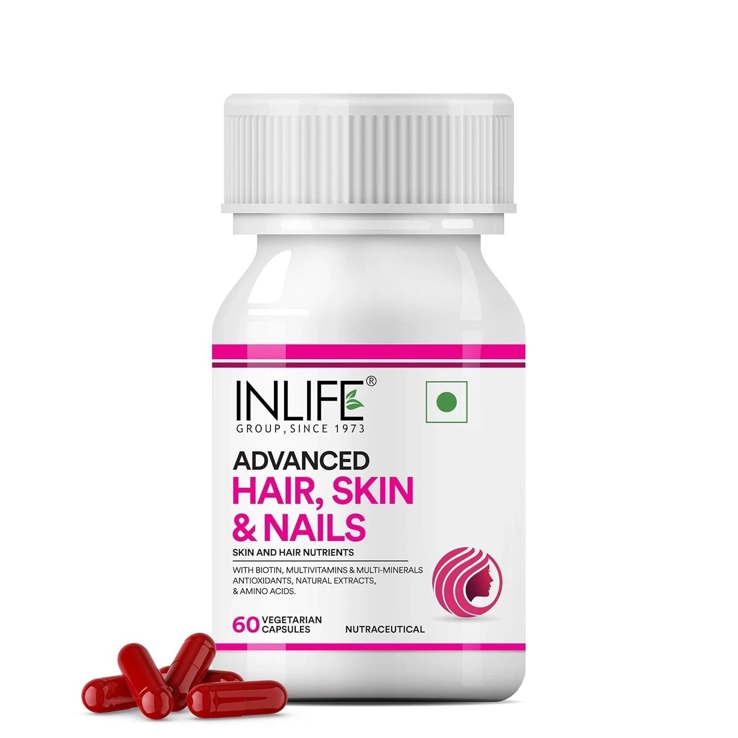 INLIFE Advanced Hair Skin & Nails with Biotin, Multivitamin Minerals 60 cap U445