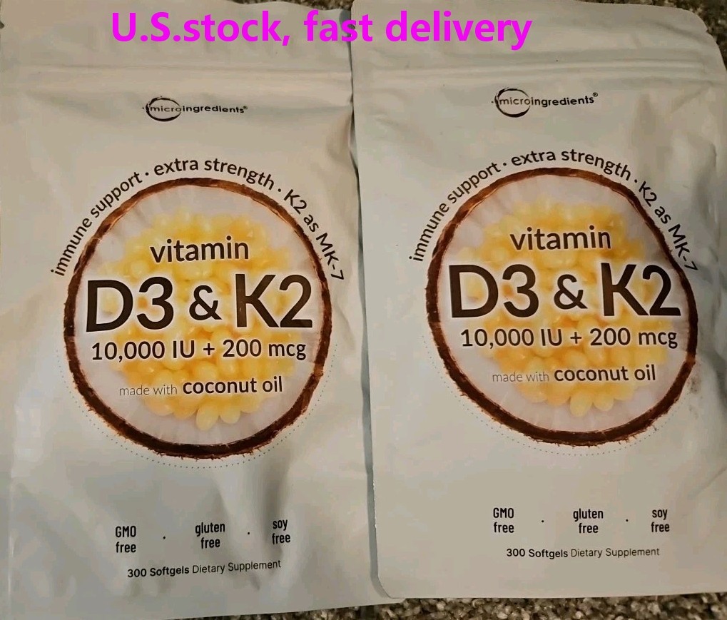 2X Micro Ingredients Vitamin D3 10,000 IU + 200 mcg, 300 Softgels 7/2026