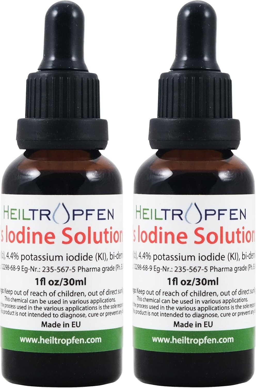 Set of 2 – 2.2% Lugol’s Iodine Solution | 2×1 Fl Oz for First Aid & Purification