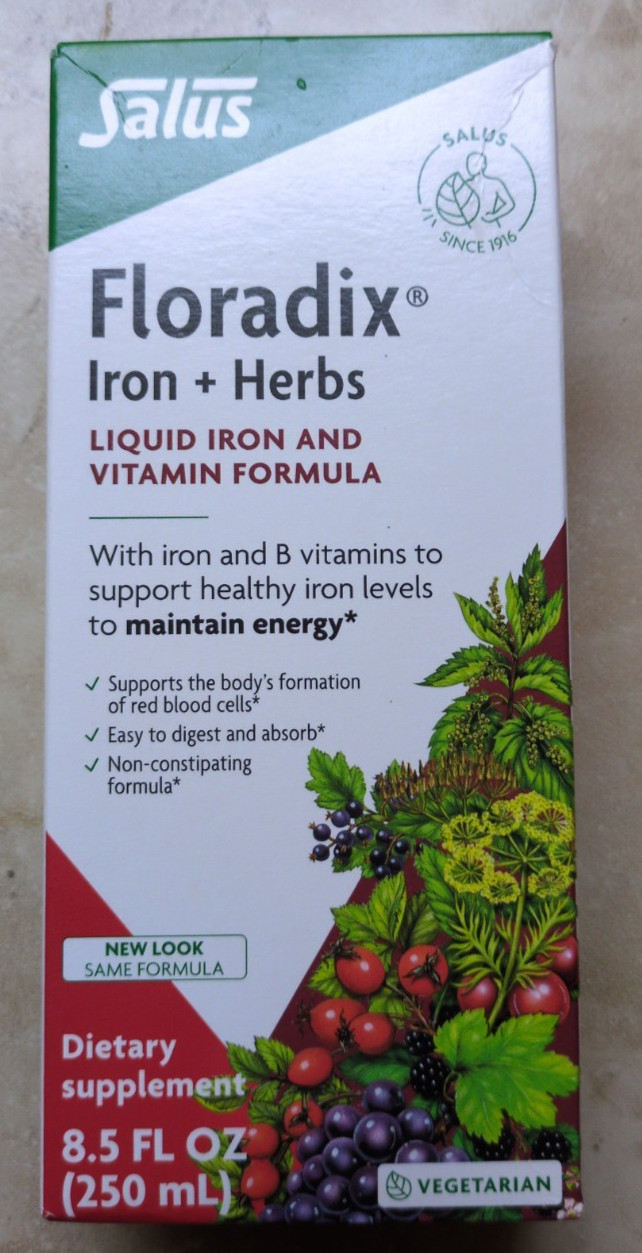 Salus Floradix Iron + Herbs Liquid Iron & Vitamin Formula 8.5 fl oz 250mL