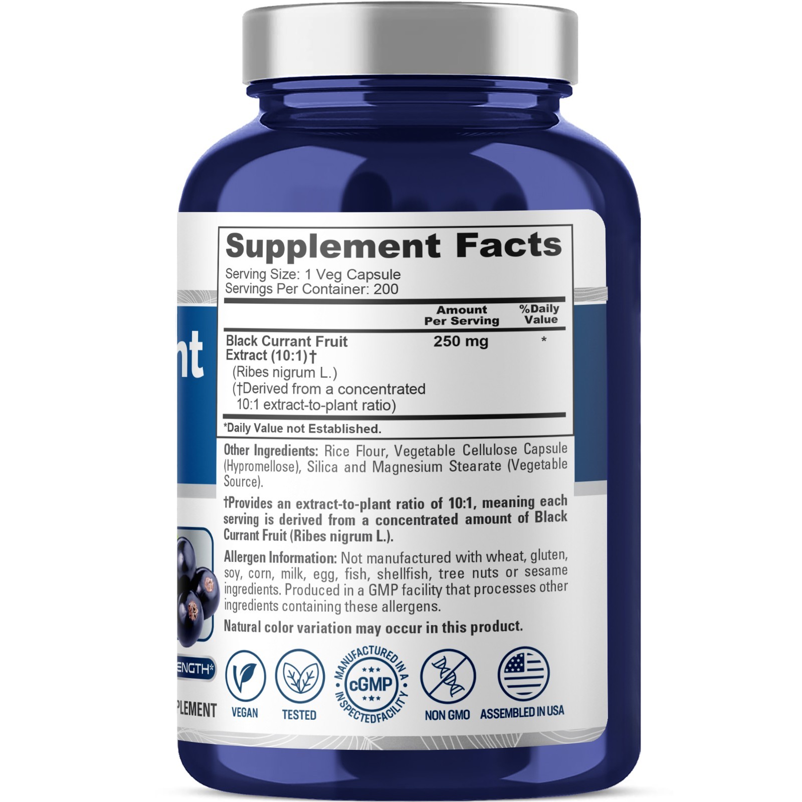 NusaPure Black Currant 2500 Mg Equivalent Per Powder Caps 200 Veggie Capsules