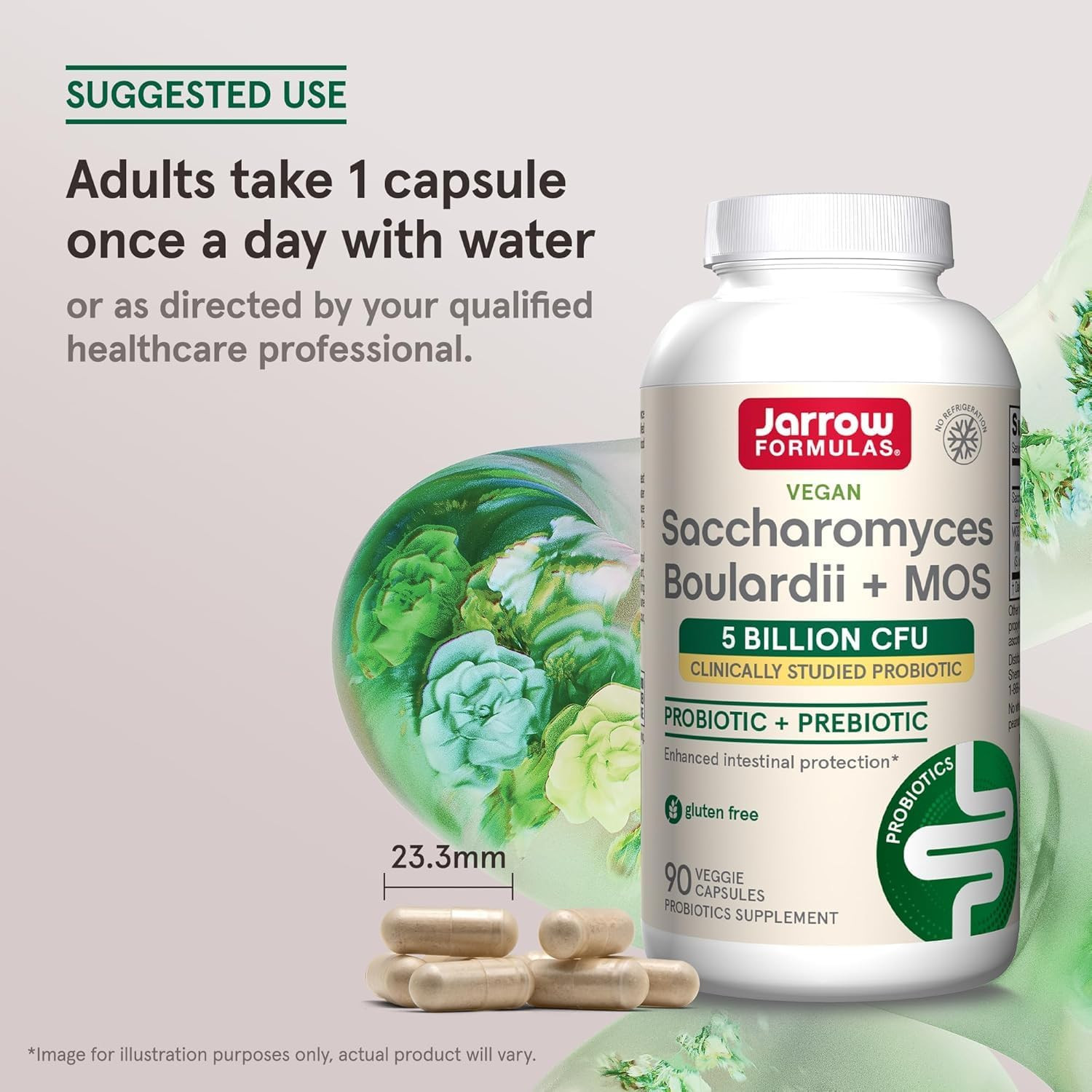 Saccharomyces Boulardii + MOS – 5 Billion Viable Organisms per Serving – 90 Dela