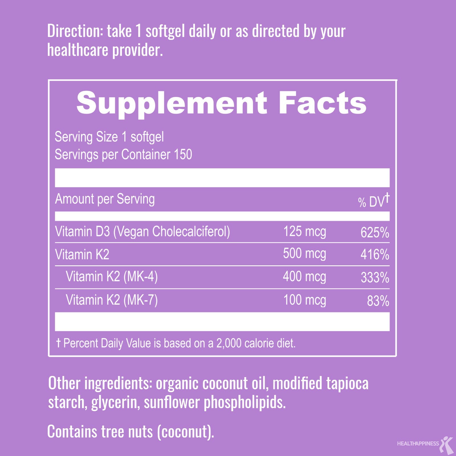 Liposomal Vegan Vitamin D3 5000 IU K2 MK7 & MK4 500 mcg Softgels, 5 month supply