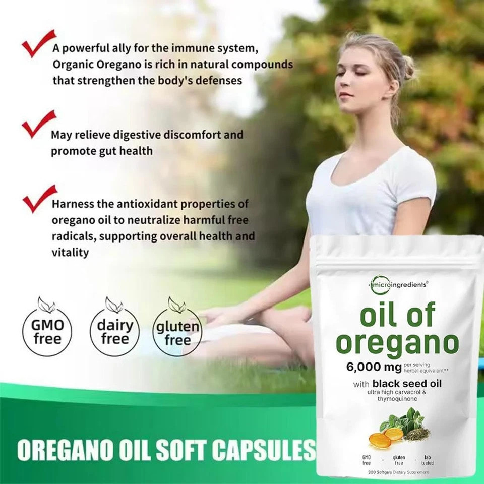 2 Pack Micro Ingredients Premium Essential Oil of Oregano Softgels 6000mg Per