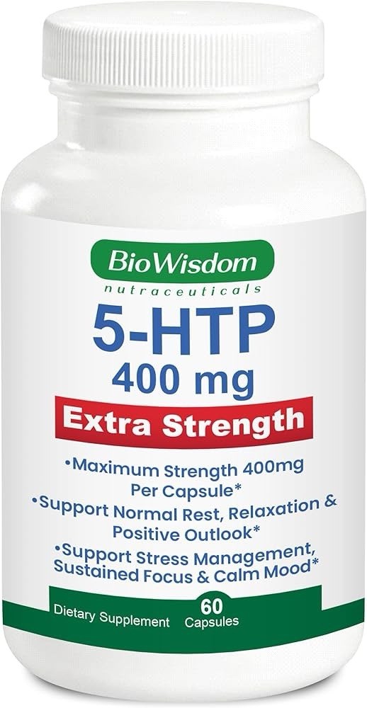 BioWisdom 5-HTP 400mg Extra Strength Stress Management Veg Capsules Exp:02/2029