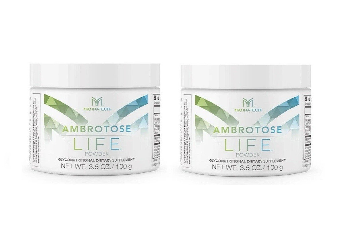 Mannatech 2 Pack Ambrotose LIFE® 100g Canister Pure Ambrotose Powder Immune NEW