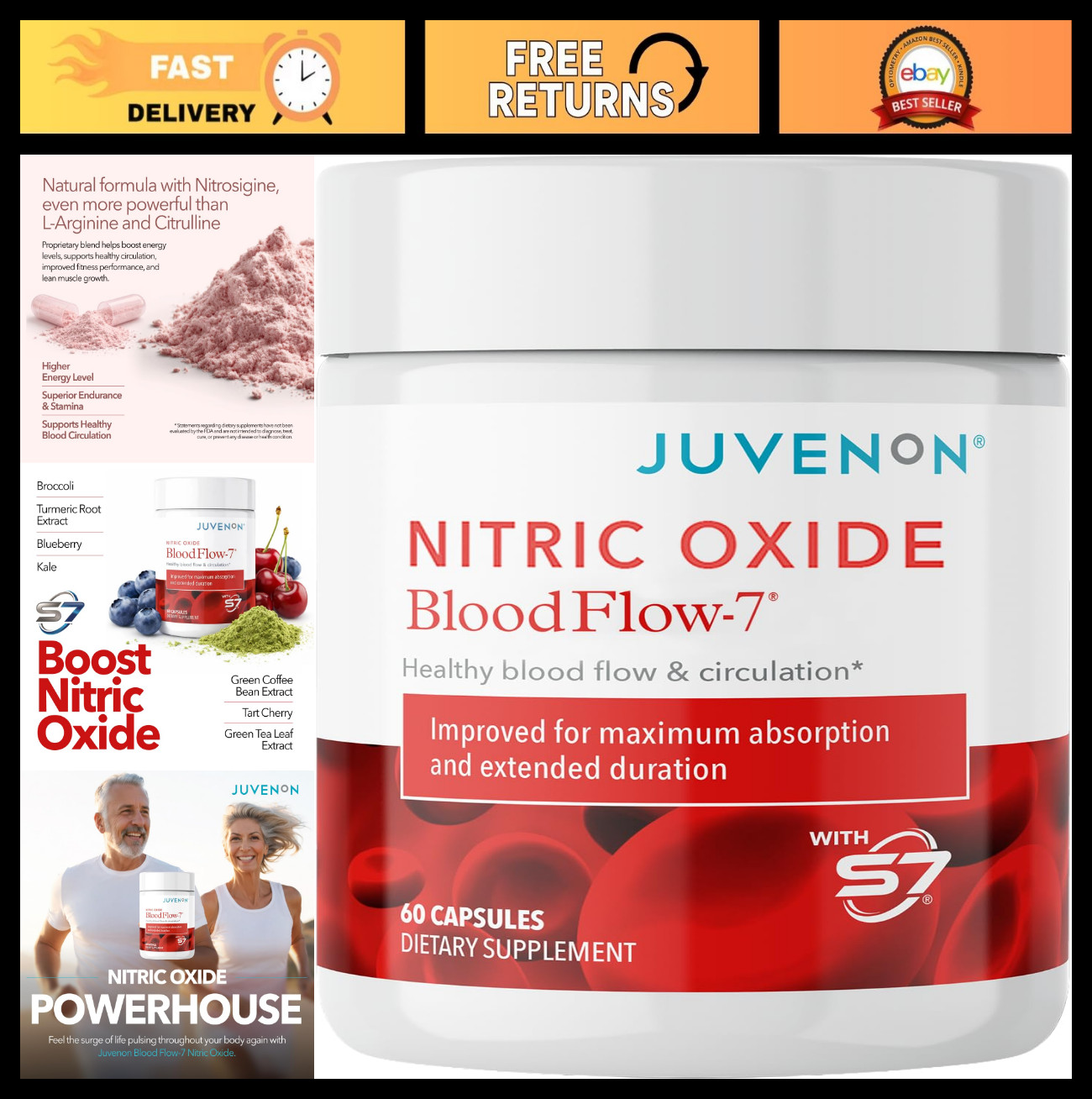 Natural Nitric Oxide Booster for Blood Flow & Circulation Support – 1 Pack