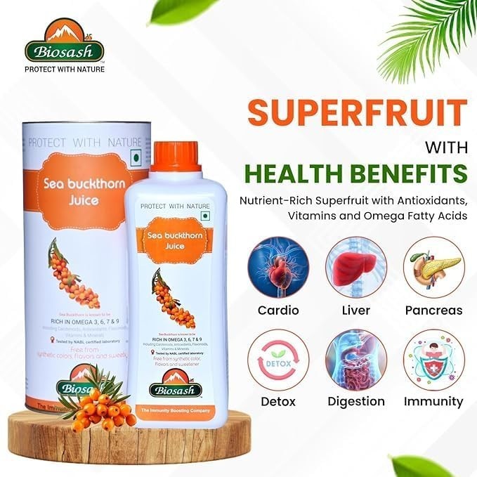 2X Biosash Himalayan Sea Buckthorn Juice 250ml Organic Cold Pressed Omega 3 6 9