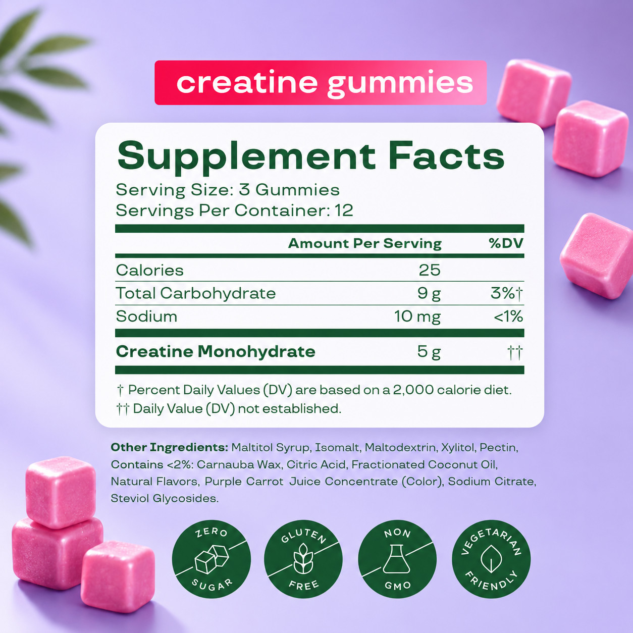 Bloom Creatine Monohydrate Gummies for Women Lean Muscle Strength Brain Support