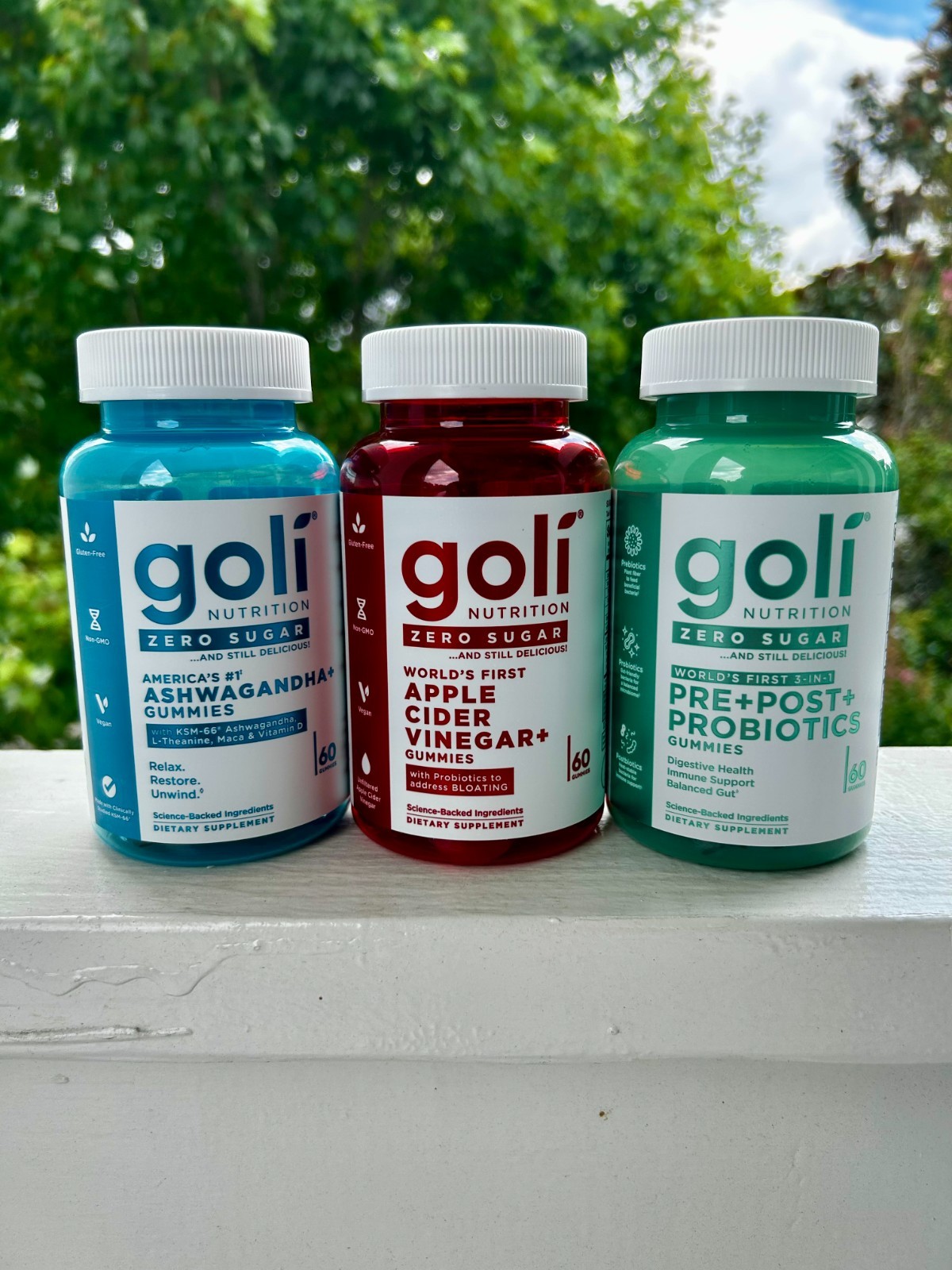 Goli Zero Sugar Apple Cider Vinegar Probiotics Ashwagandha 60 Gummies 3 PACK