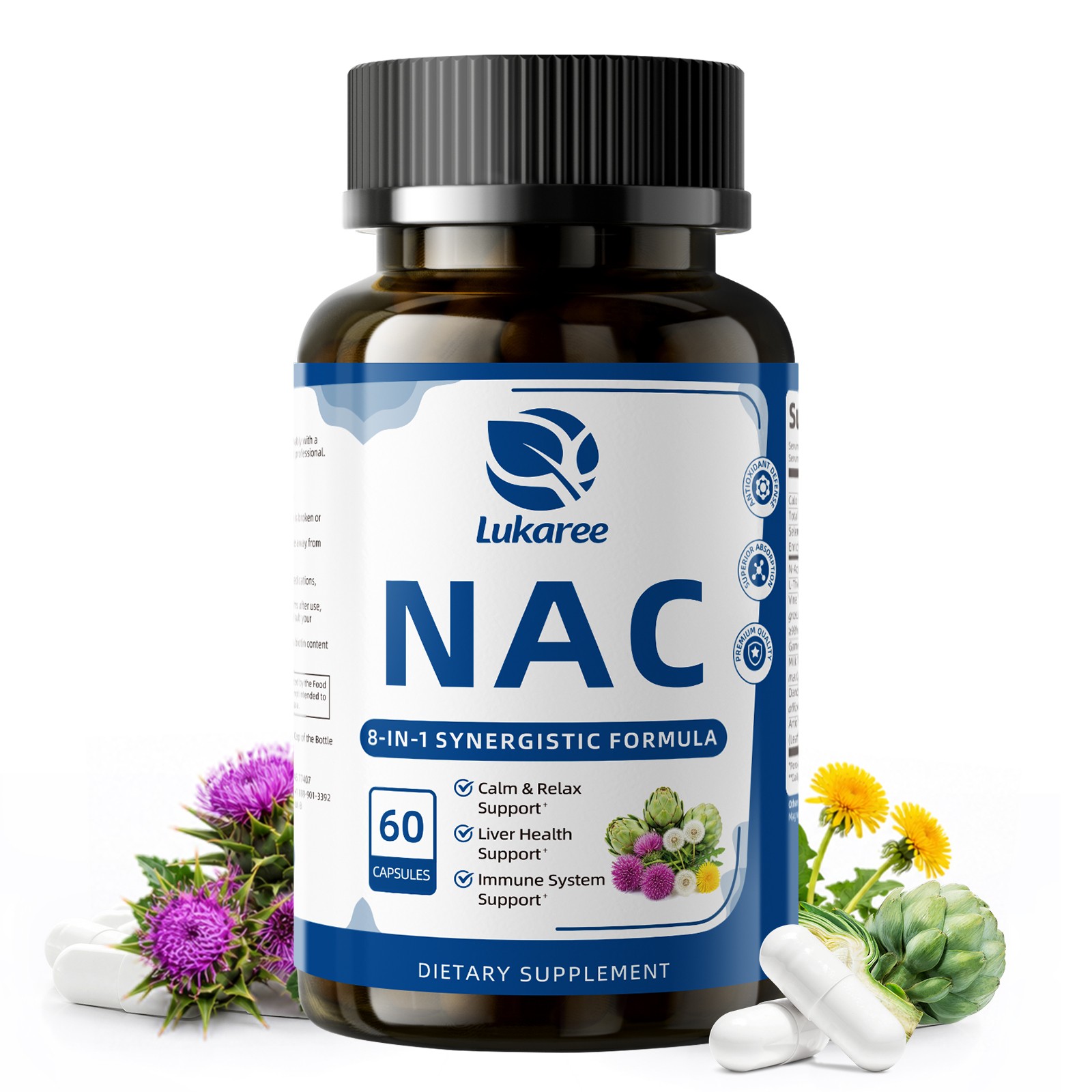 NAC (N-Acetyl Cysteine) 600mg Supports Antioxidant Detoxifying Lung Health 60Ct
