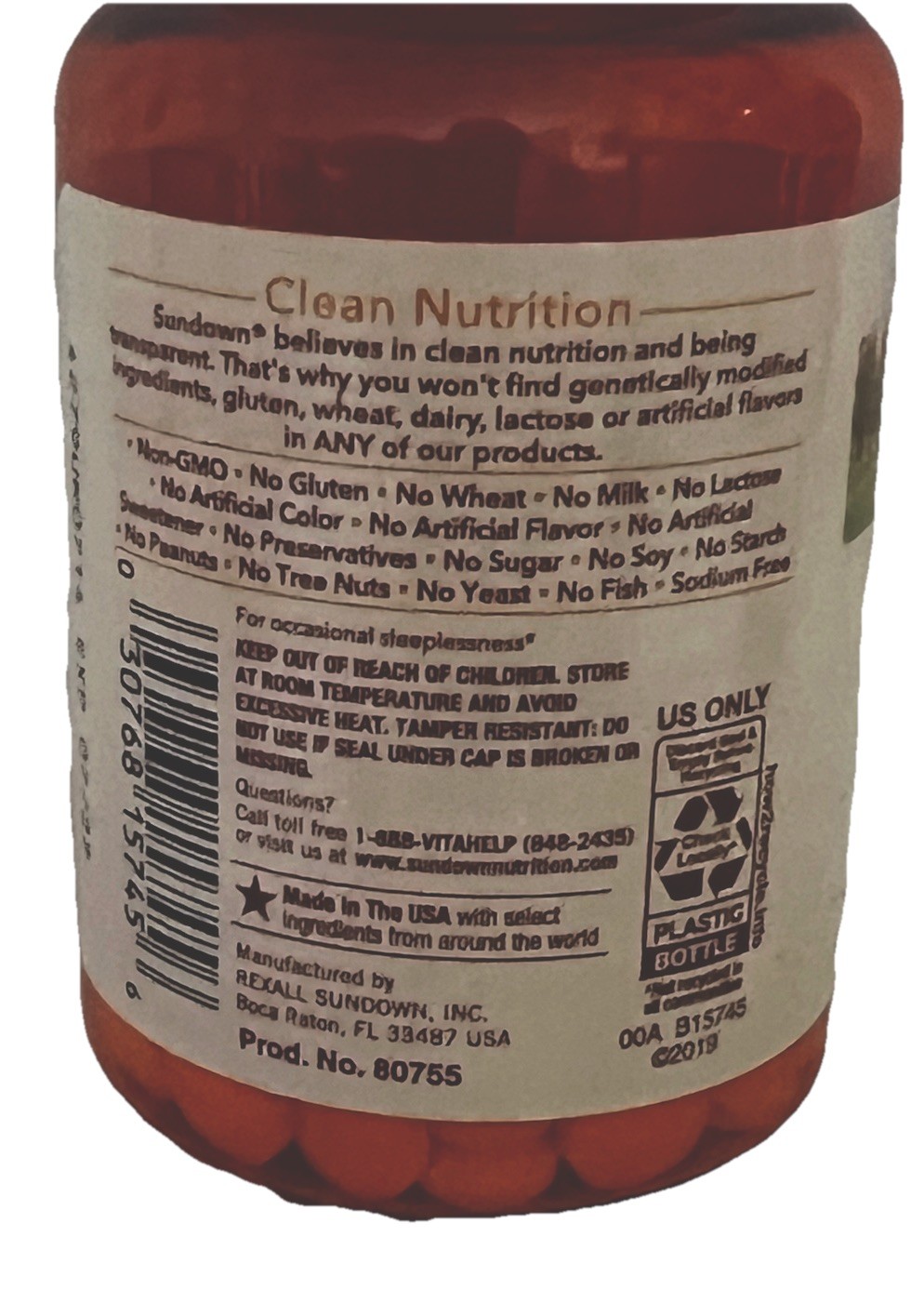 Melatonin 5 Mg 90Tablets SUNDOWN Non-GMO Clean Nutrition