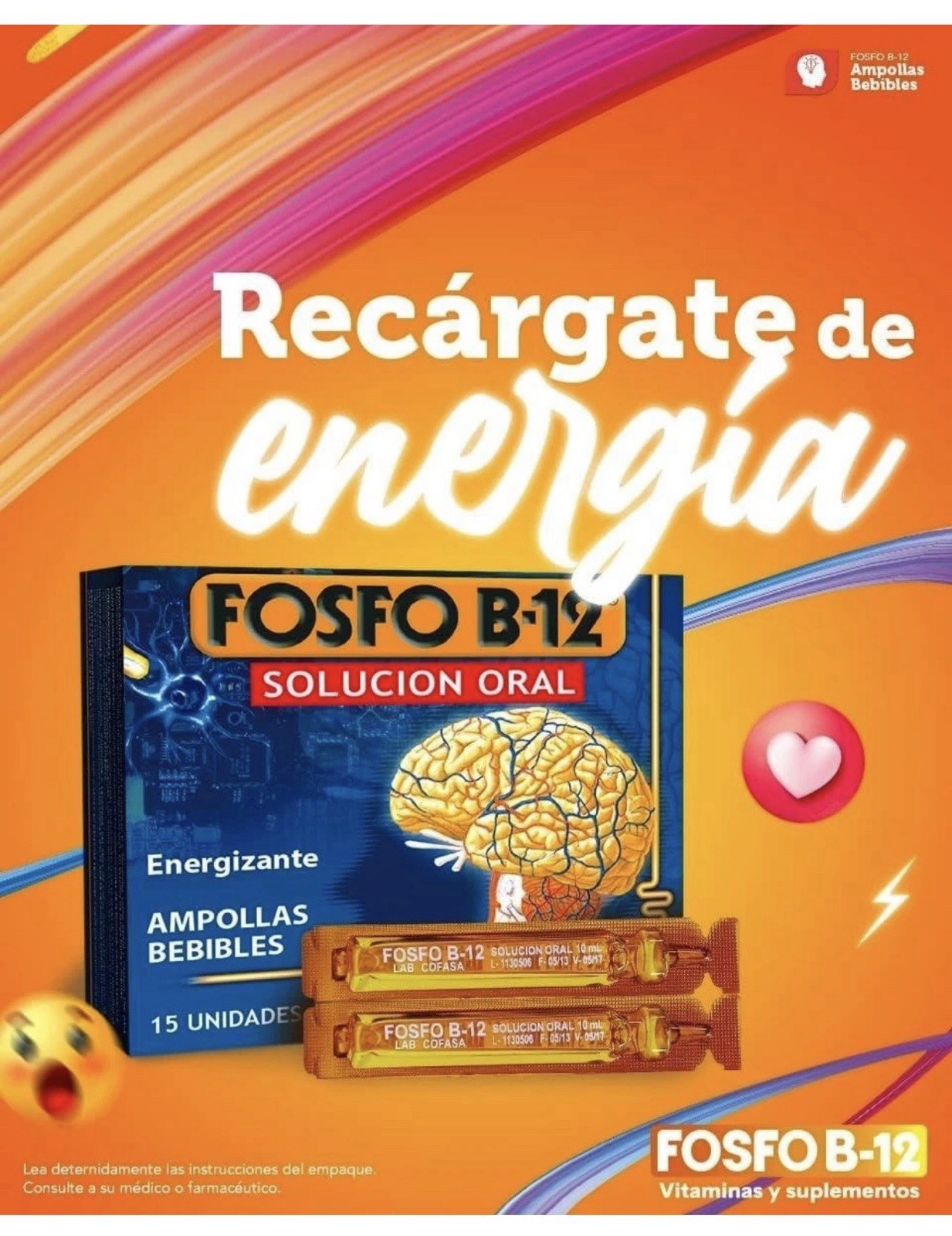 FOSFO B-12 Oral Solution BEBIBLE AMPOLLA (Qty:15 In the Box)