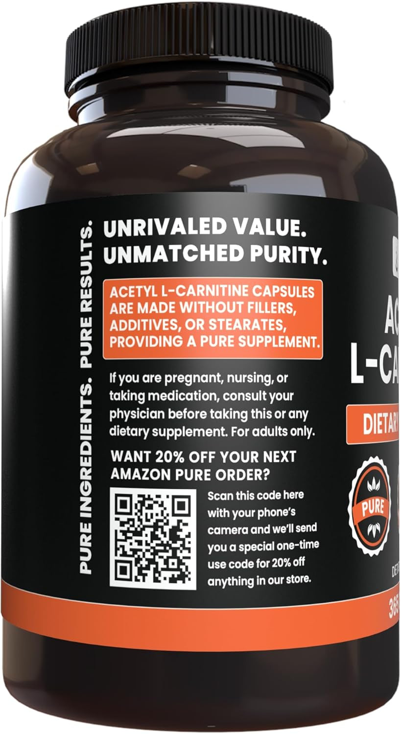 Pure Original Ingredients Acetyl L-Carnitine (365 Capsules) No Magnesium Or Rice