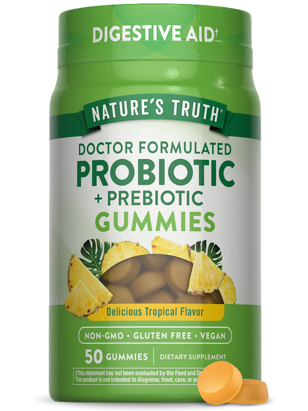 Probiotic Gummies | 50 Count | Vegan Tropical Flavor | by Nature’s Truth