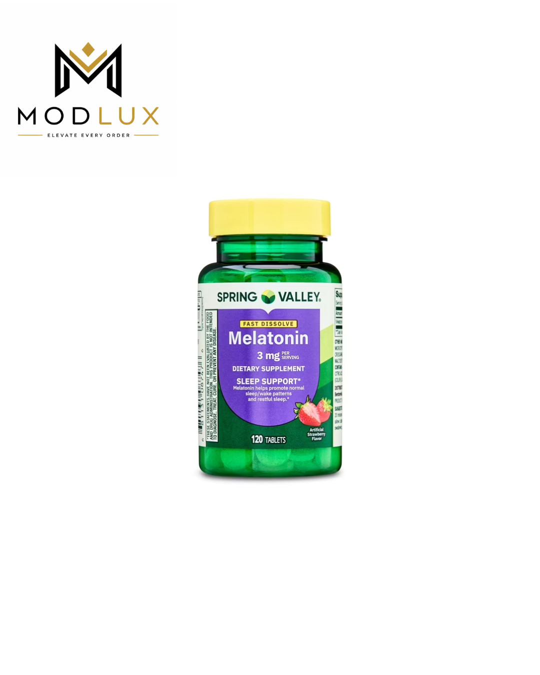 Spring Valley Fast Dissolve Melatonin 3mg Sleep Tablets Strawberry, 120 Count