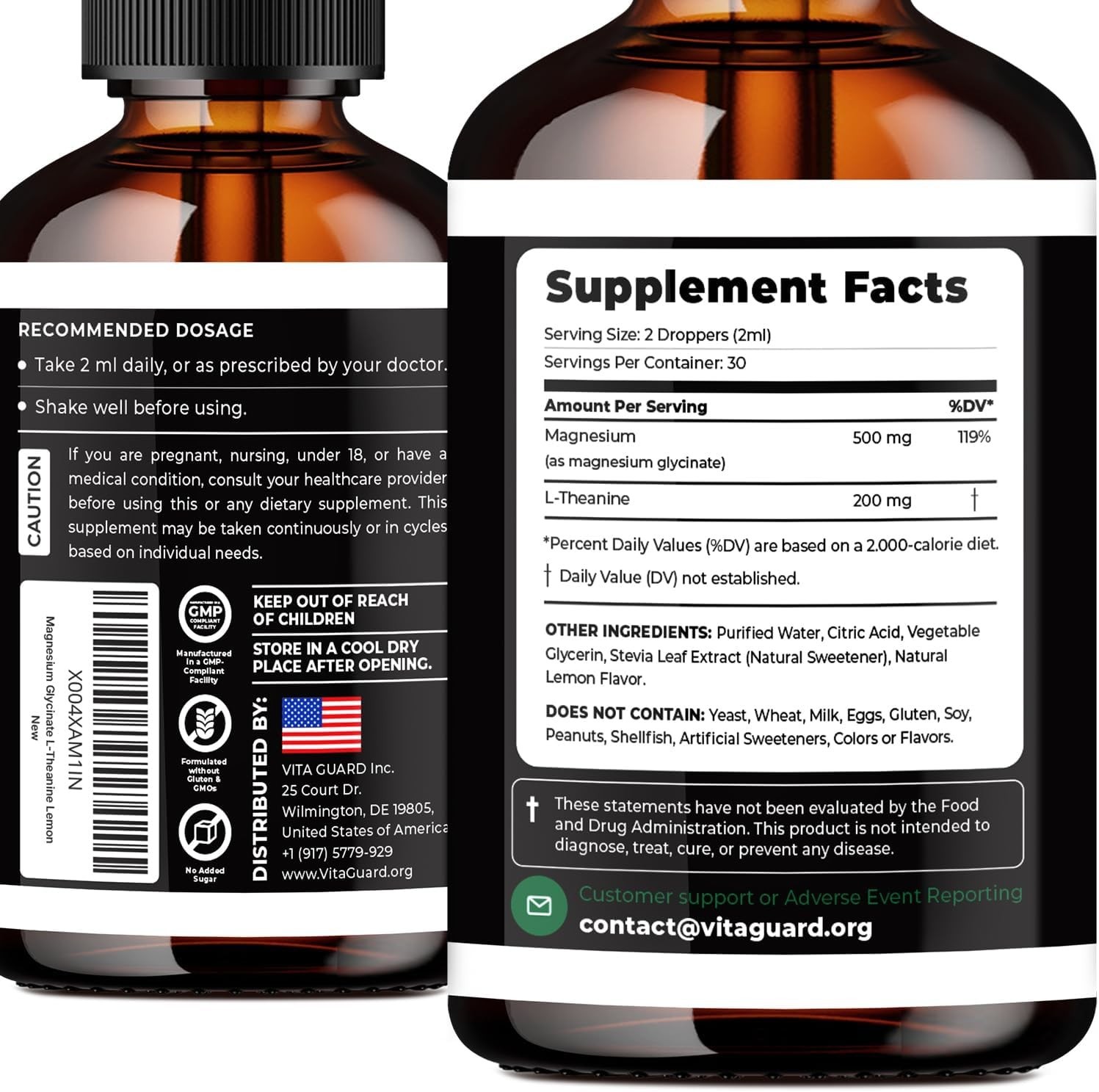 Vita Guard Magnesium L-Threonate Liquid Drops – 500Mg Ultra-Absorbab