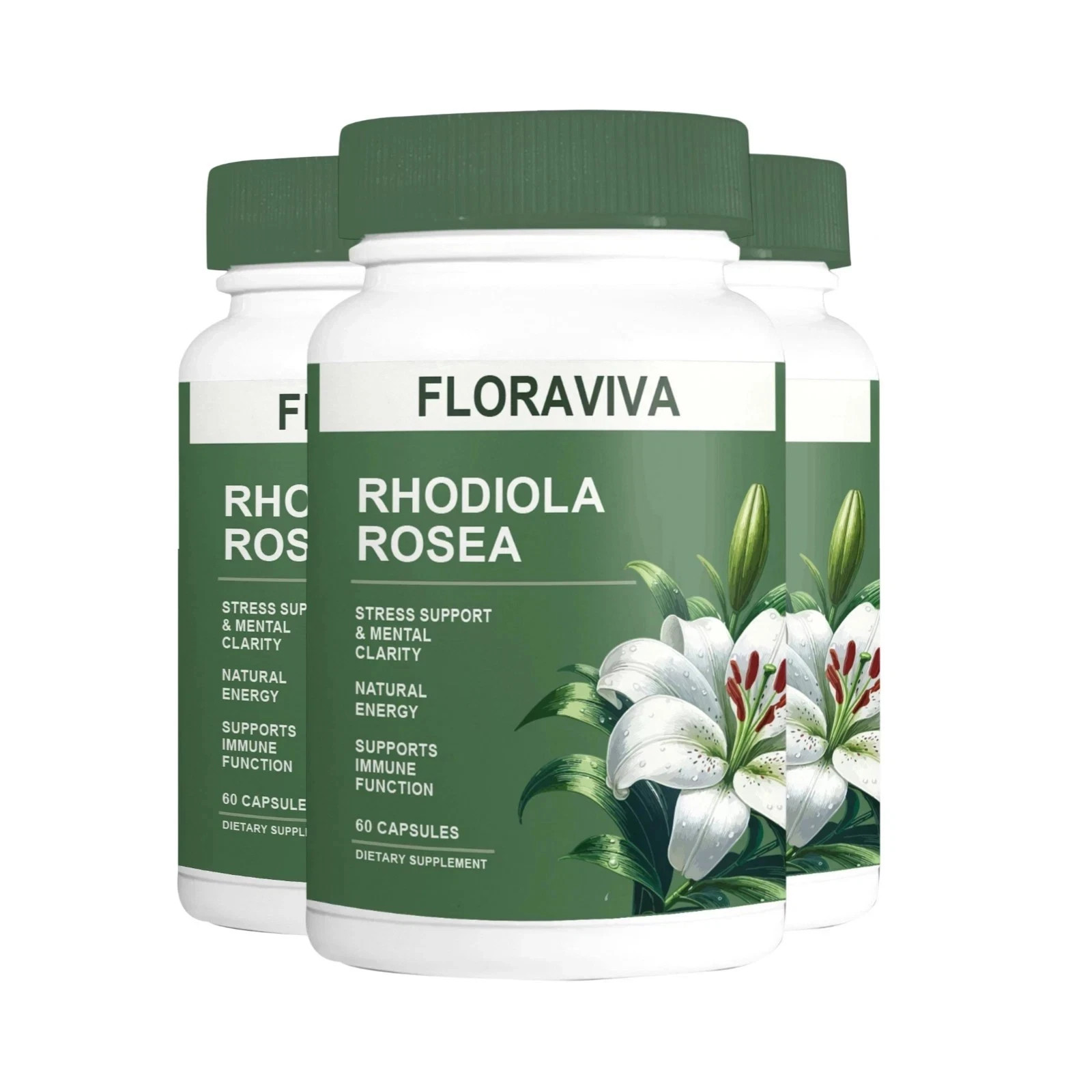 Floraviva Rhodiola Rosea Capsules Designed for Stress Relief & Energy,Non-GMO